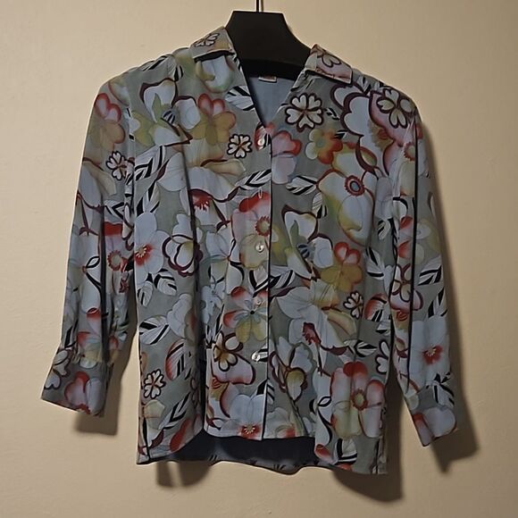 TIANELLO WOMAN TOP FLORAL BOHON M Vintage - Picture 1 of 7